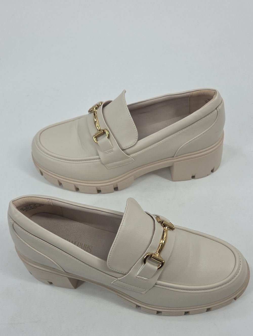 Beige Chunky Loafer with Gold Bit Accent - Picture 14 of 16